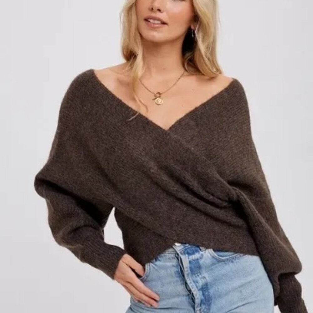 CLEAR OUT!!! Crossover Ribbed Pullover